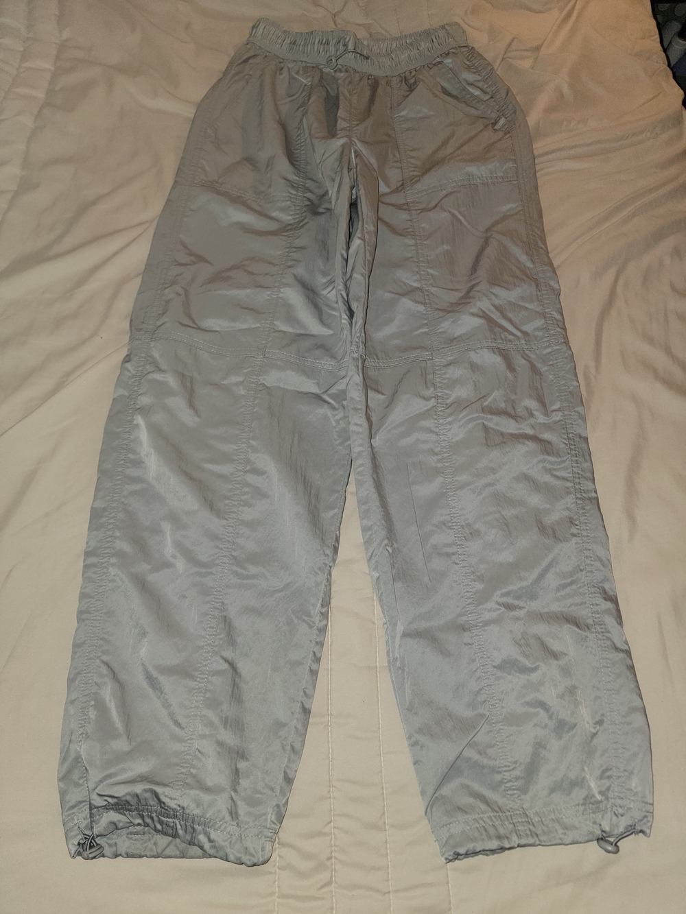 Lightweight Elastic-Waist Grey Track Pants